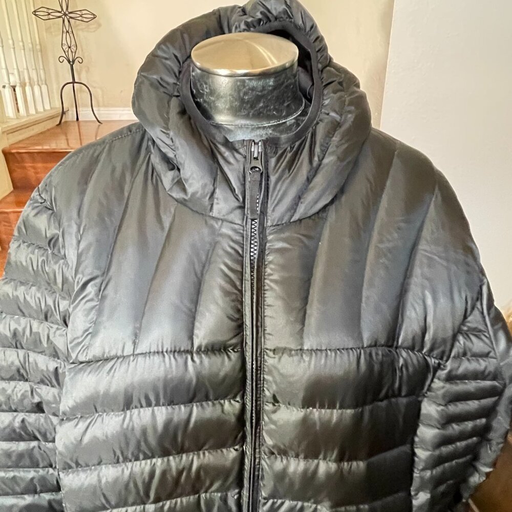 Eddie Bauer Down Fill Long Black Women's Puffer Jacket Hooded Full Zip Size 3X - Picture 2 of 11